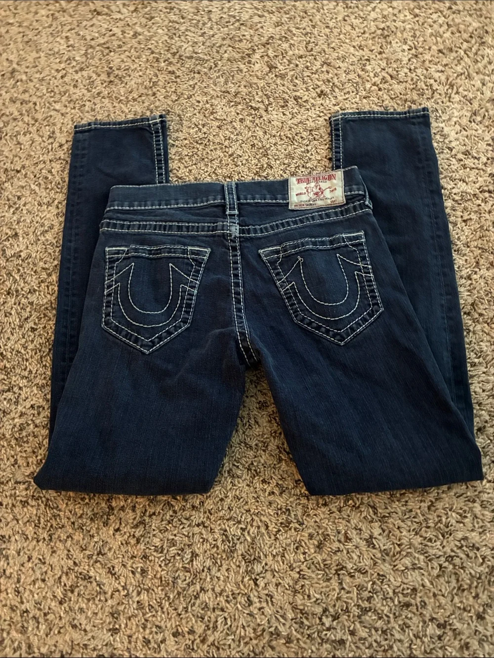 True Religion Jeans Men’s SZ 32 Blue Denim Skinny No flap Big T